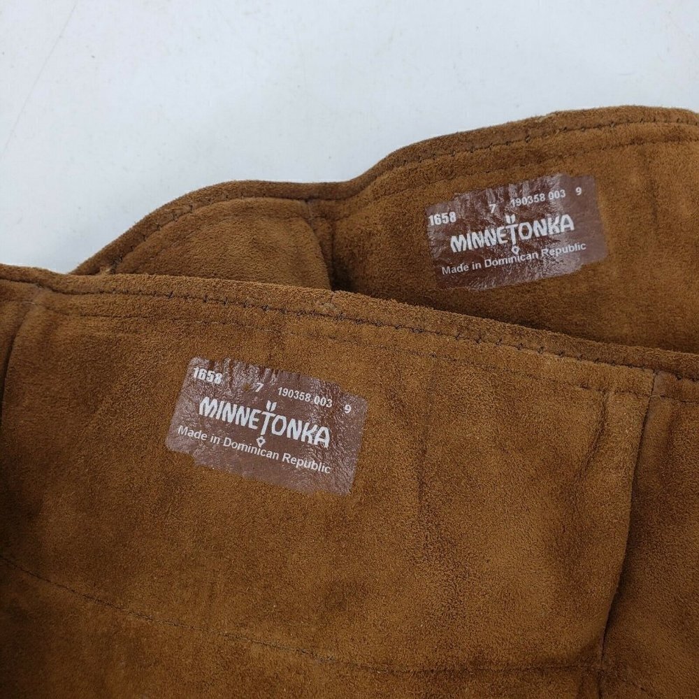 Minnetonka 5 Layer Fringe Boots Womens 7 Brown Suede Leather 1658 - Picture 7 of 9